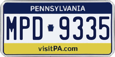 PA license plate MPD9335