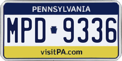 PA license plate MPD9336