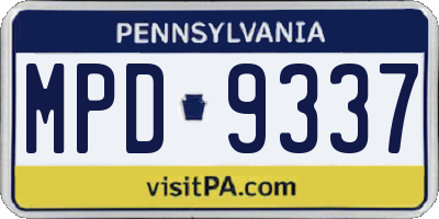 PA license plate MPD9337