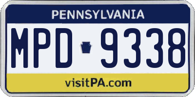 PA license plate MPD9338