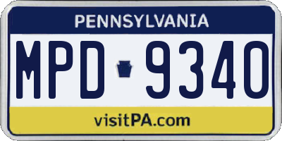 PA license plate MPD9340