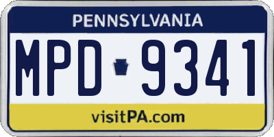 PA license plate MPD9341