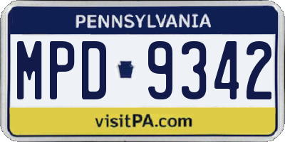 PA license plate MPD9342