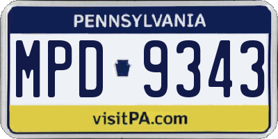 PA license plate MPD9343