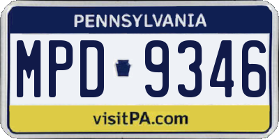 PA license plate MPD9346