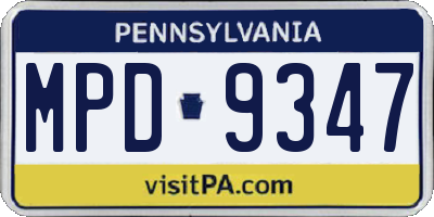 PA license plate MPD9347