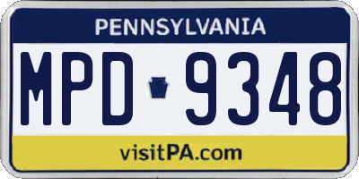 PA license plate MPD9348