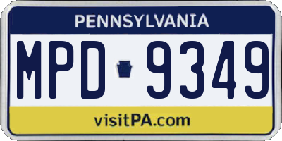PA license plate MPD9349