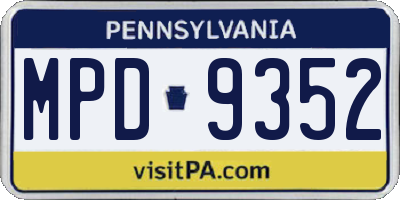 PA license plate MPD9352