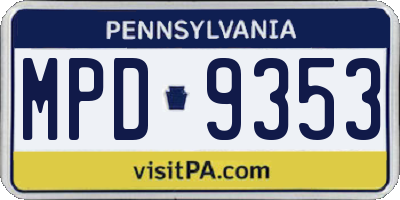 PA license plate MPD9353