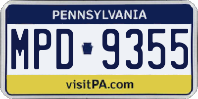 PA license plate MPD9355