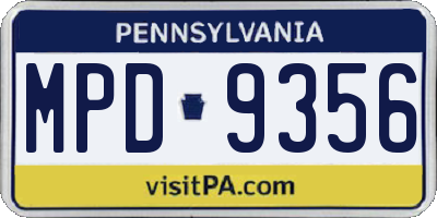 PA license plate MPD9356