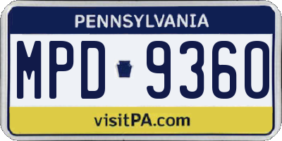 PA license plate MPD9360