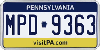 PA license plate MPD9363