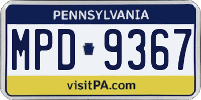 PA license plate MPD9367