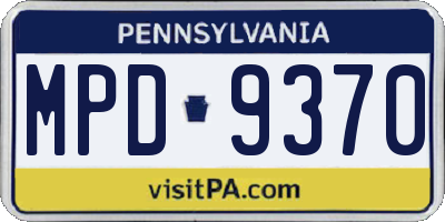 PA license plate MPD9370