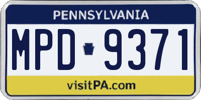PA license plate MPD9371