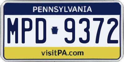 PA license plate MPD9372