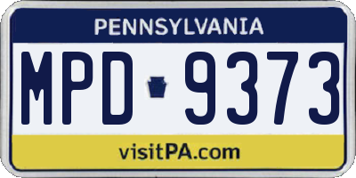 PA license plate MPD9373