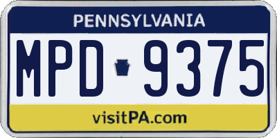 PA license plate MPD9375
