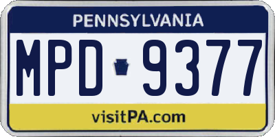 PA license plate MPD9377