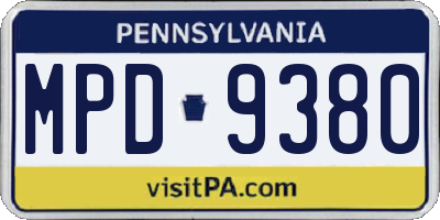 PA license plate MPD9380