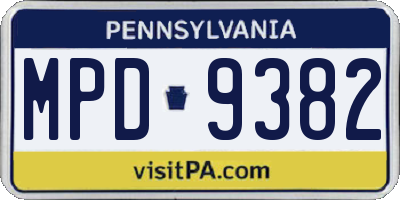 PA license plate MPD9382