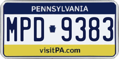 PA license plate MPD9383