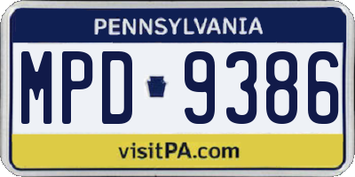PA license plate MPD9386