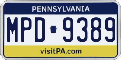 PA license plate MPD9389