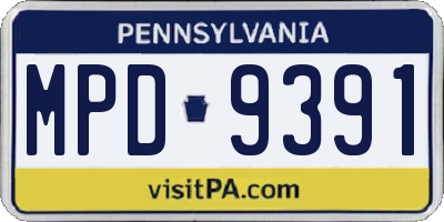 PA license plate MPD9391