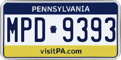 PA license plate MPD9393
