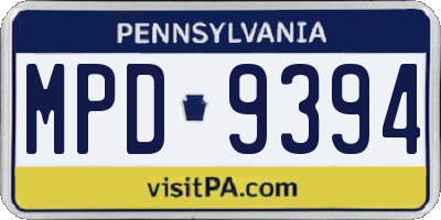 PA license plate MPD9394