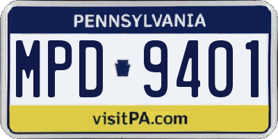 PA license plate MPD9401