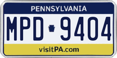 PA license plate MPD9404