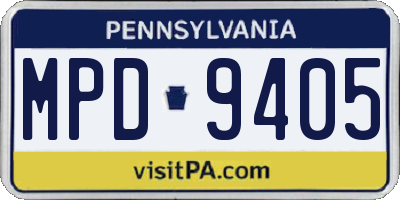 PA license plate MPD9405