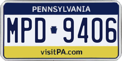 PA license plate MPD9406