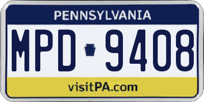 PA license plate MPD9408