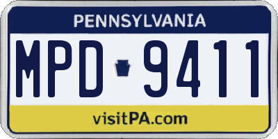 PA license plate MPD9411