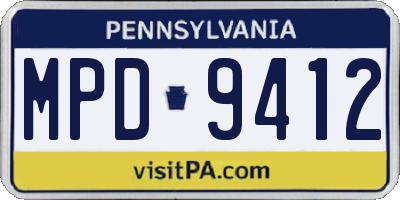 PA license plate MPD9412