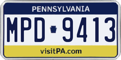 PA license plate MPD9413