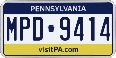 PA license plate MPD9414