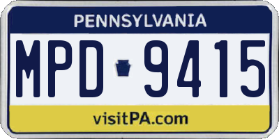 PA license plate MPD9415
