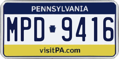 PA license plate MPD9416