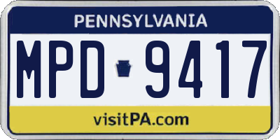 PA license plate MPD9417