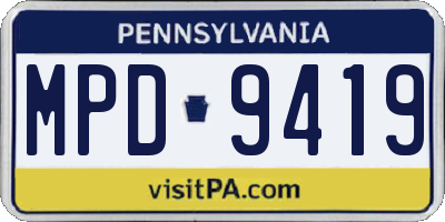 PA license plate MPD9419