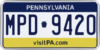 PA license plate MPD9420