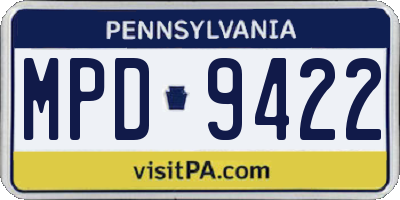 PA license plate MPD9422