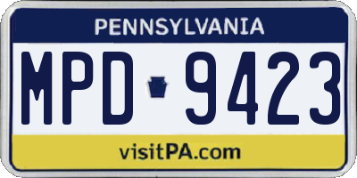 PA license plate MPD9423