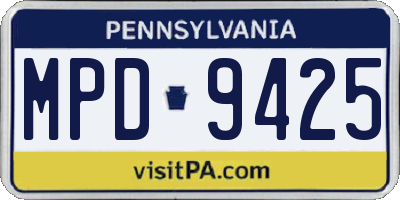 PA license plate MPD9425